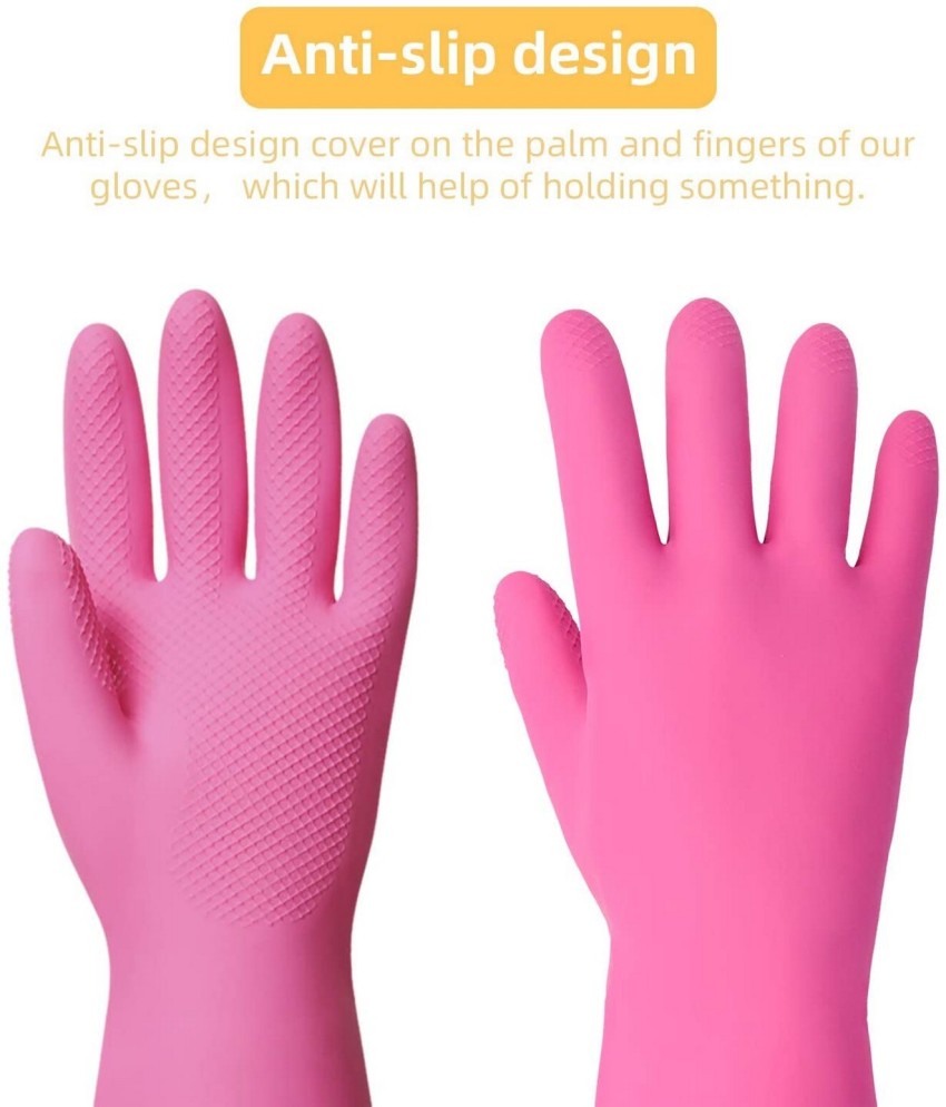 RBGIIT Thick and Heavy Duty Latex Rubber Long Hand Gloves for