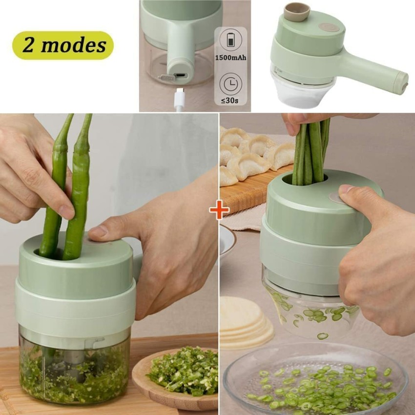 4 in 1 Portable Electric Vegetable Cutter Set, Mini Manual
