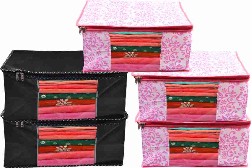 Brandroot Pack Of 5 Printed Saree Cover Cloth Storage Organizer with Transparent Window Non Woven Price in India Buy Brandroot Pack Of 5 Printed Saree Cover Cloth Storage Organizer with Transparent Wi...