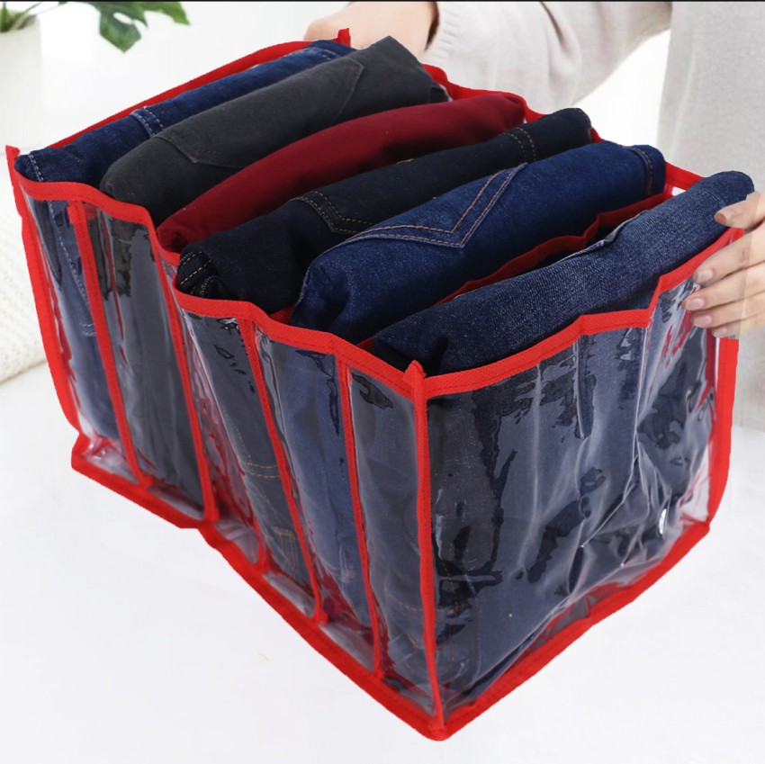 SH NASIMA Wardrobe Clothes Organizer, 6 Grids Washable Portable Closet  Organizer Storage Box Foldable Closet Drawer Organizer for Underwear,  Socks, Scarves, Leggings, Skirts, T-shirts, Jeans (Black, 4 Grids 6) Price  in India 