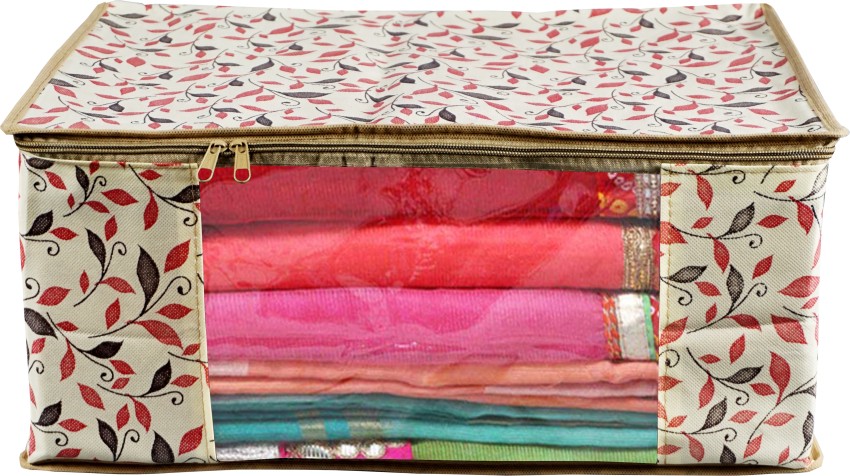 Buy Saree Cover / Clothes Storage Bag / Wardrobe Organizer - Kora Cotton  From Best Online Store | greenton.in