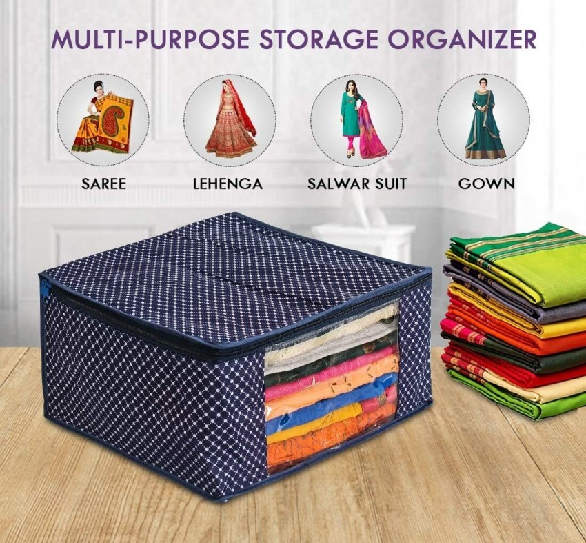 Srajanaa Black Saree Cover Storage Bag Big for Clothes with Zip Organizer  for Wardrobe, Nylon Bag for Blanket and Blouse : Amazon.in: Home & Kitchen