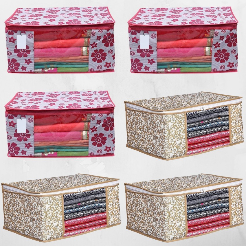 E Non Woven Saree Cover Storage Box for Clothes with primum Quality Combo  Offer Saree Organizer (