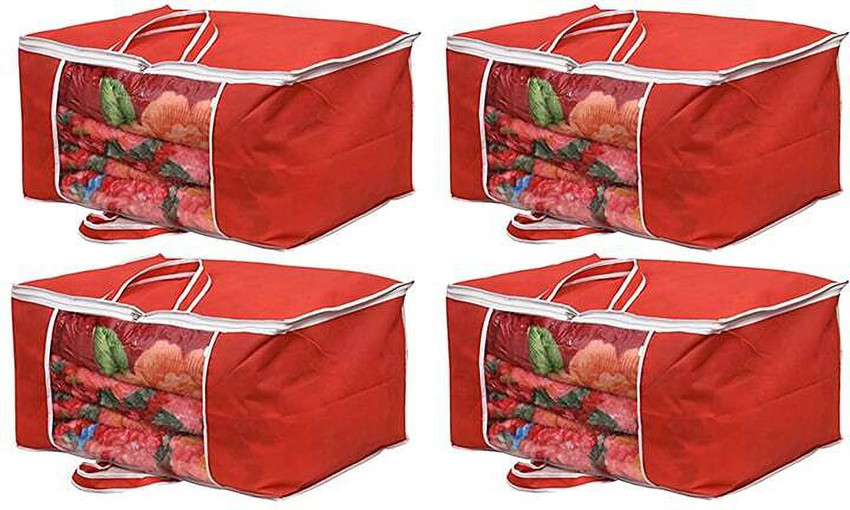 Pristu blanket bag 4 pcs red Underbed Blanket Storage Organiser