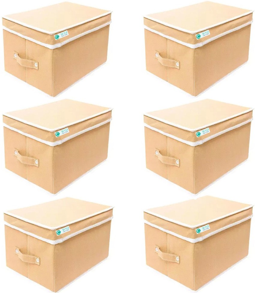 Skylii Storage Box for Clothes, Toy and File Organizer Storage Box With Lid  foldable Combo Pack of 6 pc Beige Price in India - Buy Skylii Storage Box  for Clothes, Toy and