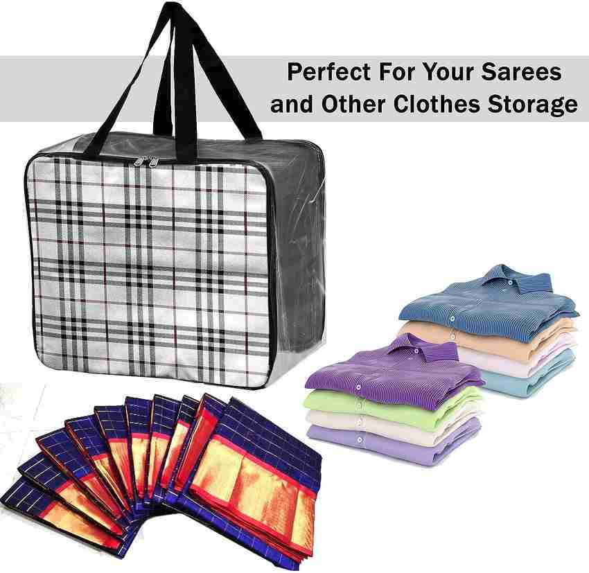 TULMAN 10 Pack Polyvinyl Chloride Transparent Storage Bag Clothes Saree Cover Bag For Women Cosmetic Toiletries Blanket Storage Bag For Home Pvc Cloth Price in India Buy TULMAN 10