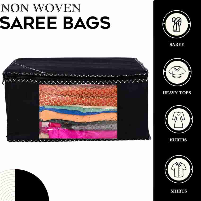 Shaping Fabric High Quality Large Saree Cover With Double Zipper Wardrobe Bag Saree Cover Closet Organizer Saree Bags For Wardrobe Organizer Clothes Premium Clothes Cover Wedding Collection Gift Garme...