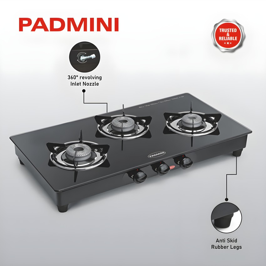 Padmini gas stove 3 burner hotsell