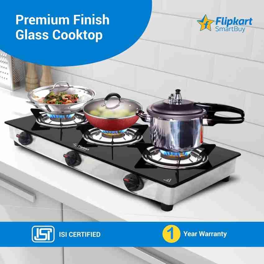 Flipkart SmartBuy Regalia 3 Burners Glass Manual Gas Stove