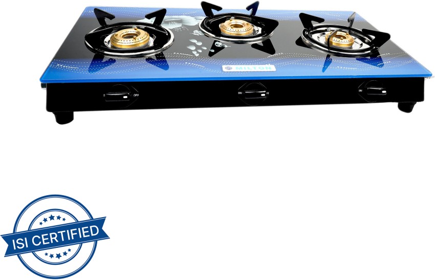 milton 3 burner gas stove blue