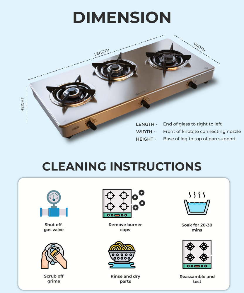 Butterfly Matchless 3 Burner Stainless Steel Manual Gas Stove