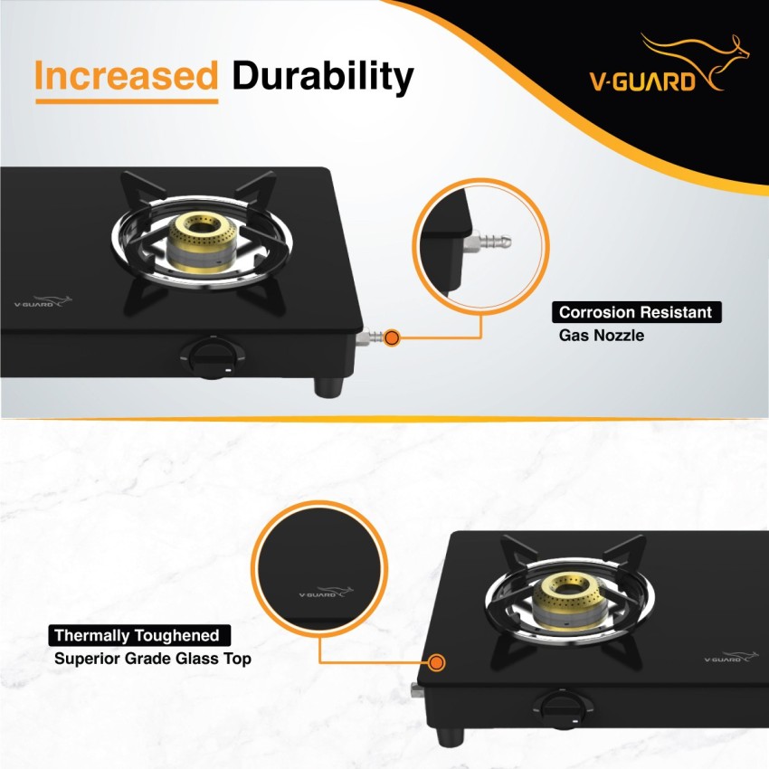 v guard glass top gas stove