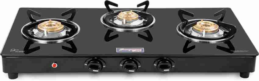 surya 4 burner gas stove with glass top automatic ignition