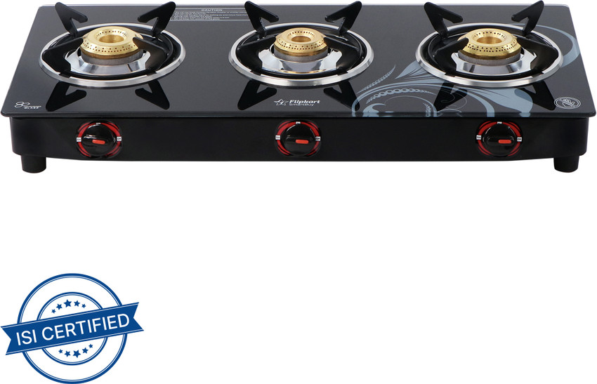 Flipkart SmartBuy Classic 3 Burners LPG Glass Manual Gas Stove