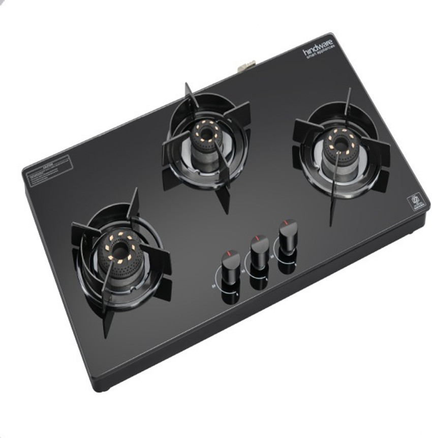 Hindware Black 3 burner Slimmest Top Knob Gas Stove Glass Manual Hob Price in India Buy Hindware Black 3 burner Slimmest Top Knob Gas Stove Glass Manual Hob online at Flipkart