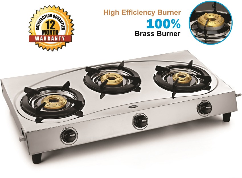 Buy online stainless steel three burner cooking range in India at best  price.