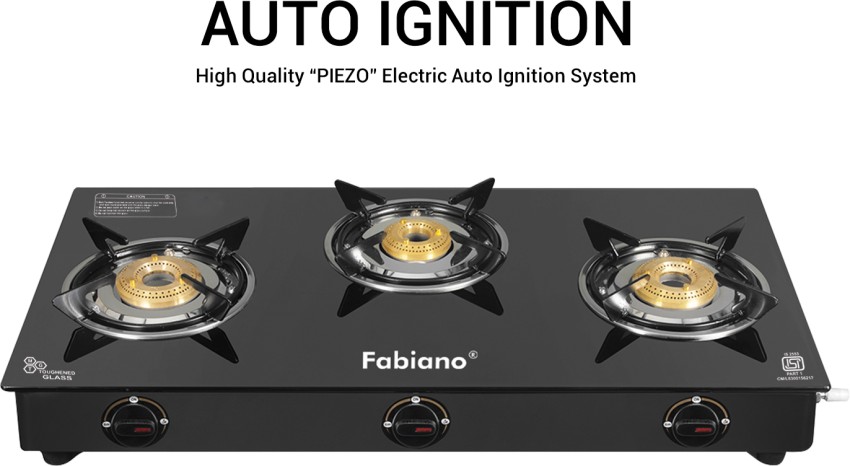 Fabiano 3 Burner Curl Smart Auto Ignition ISI Certified LPG To