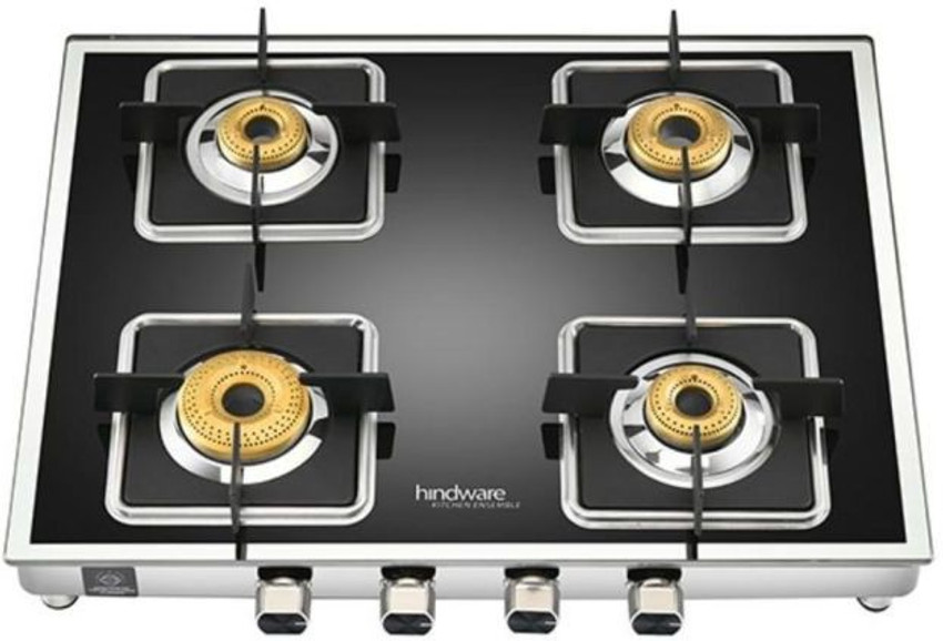 Hindware Dario 4 burner Glasstop Slimmest Mirror Finish Gas Stove
