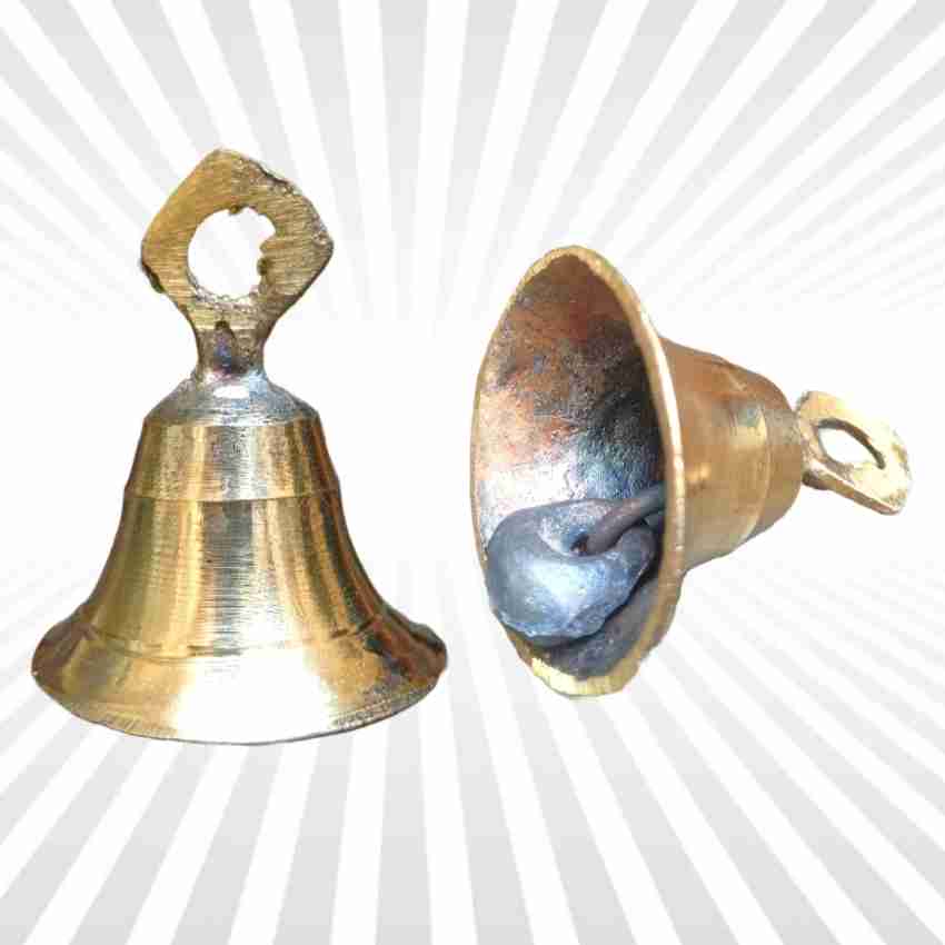 SKSM METALS DECORATIVE GOLD BRASS POOJA ROOM BELLS WITH J HOOK'S