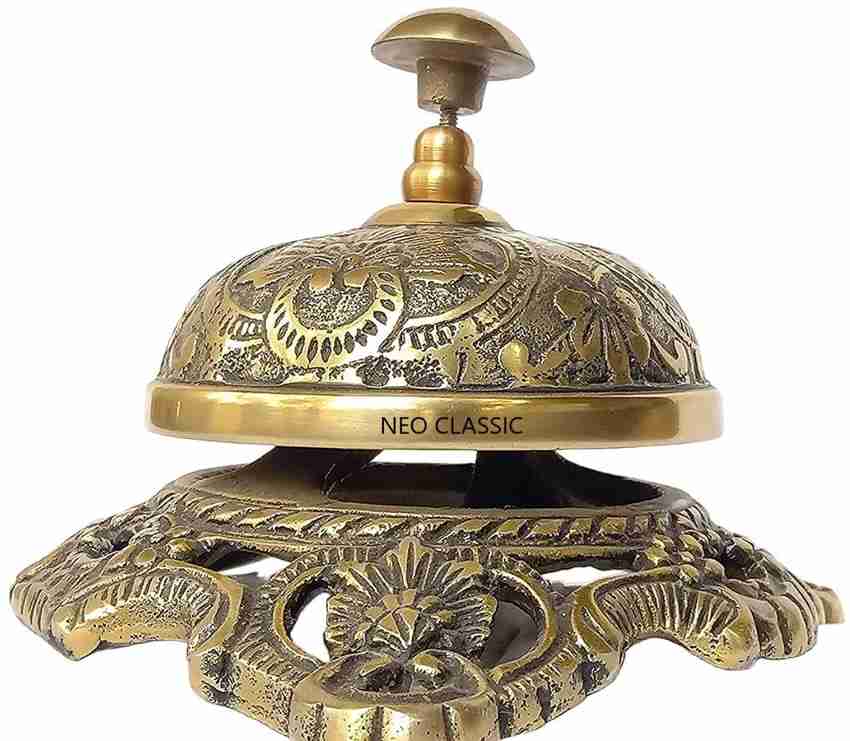 Neo Classic Antique Stylish Solid Brass Flower Design Desk Bell