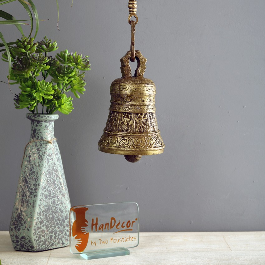 Brass Decorative Hanging Bell for Festival Home Temple Decoration 6Pcs