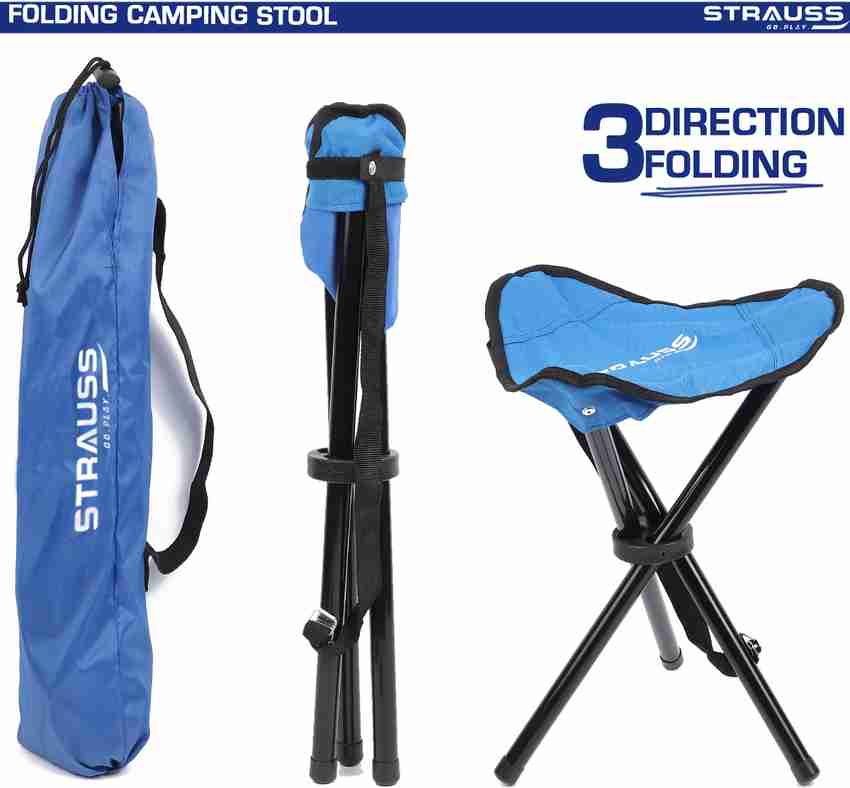 Strauss Folding Portable Camping Chair Tripod 3 Legged Hiking