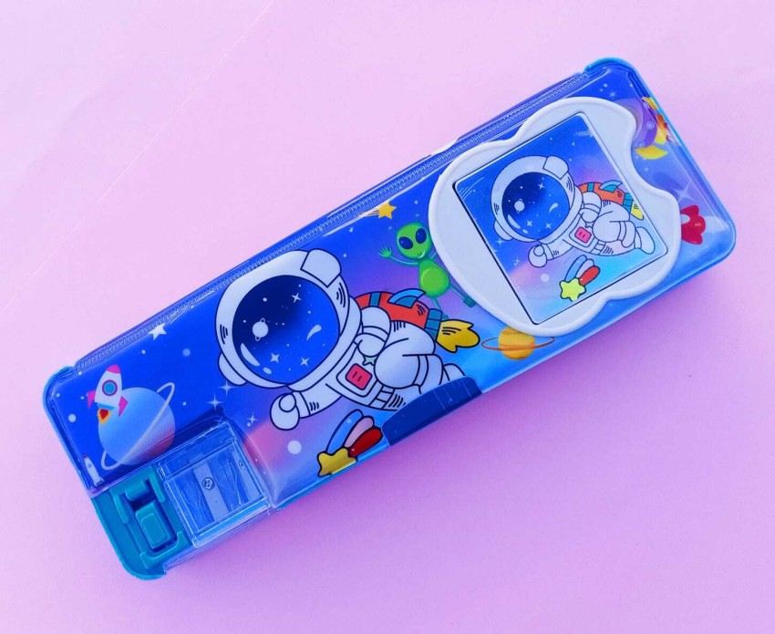 tishna Cartoon Printed Boys character Pencil Box for Kids  Dual Section Pencil Case for Boys Stationery Box with Sharpener &  Calculator Magnetic Lock Geometry for Kids Art Plastic Pencil Box 