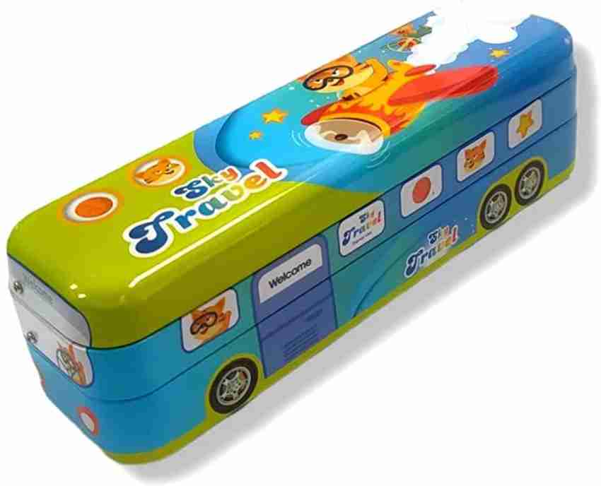 School Bus Pencil Box Boys - Compass Box with Wheel / Stylish