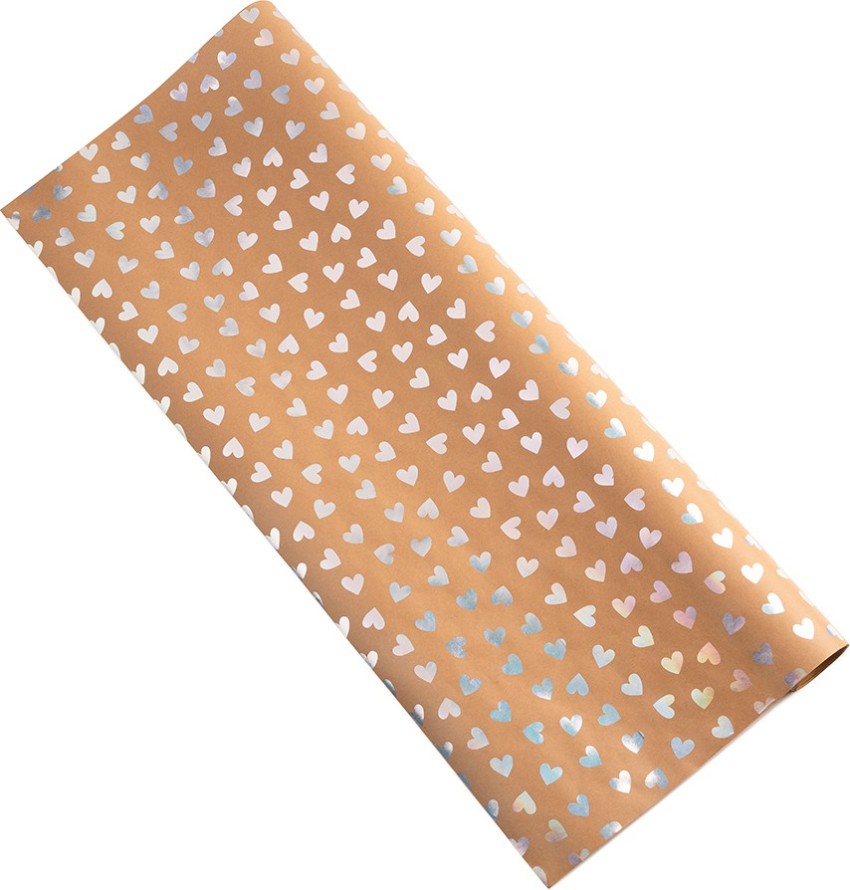 White Hearts Wrapping Paper, Brown