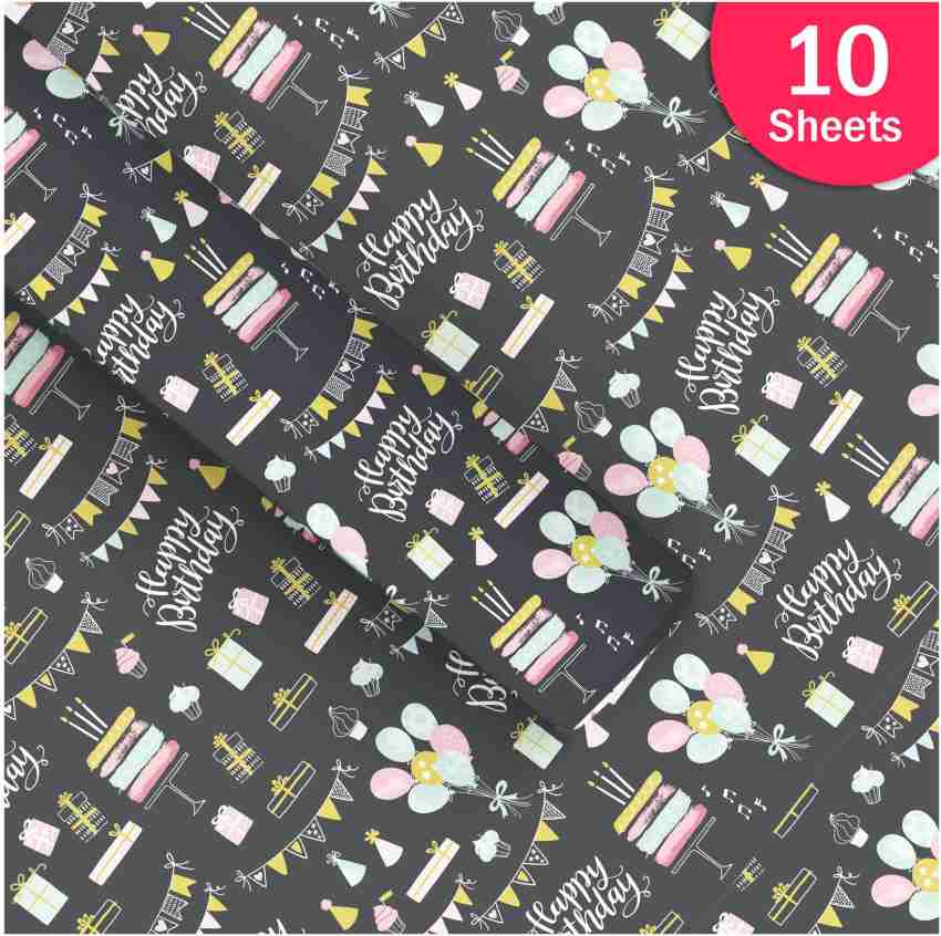 Wrap Happy Birthday Script Multicolor, 10' x 27-1/2 | The Container Store