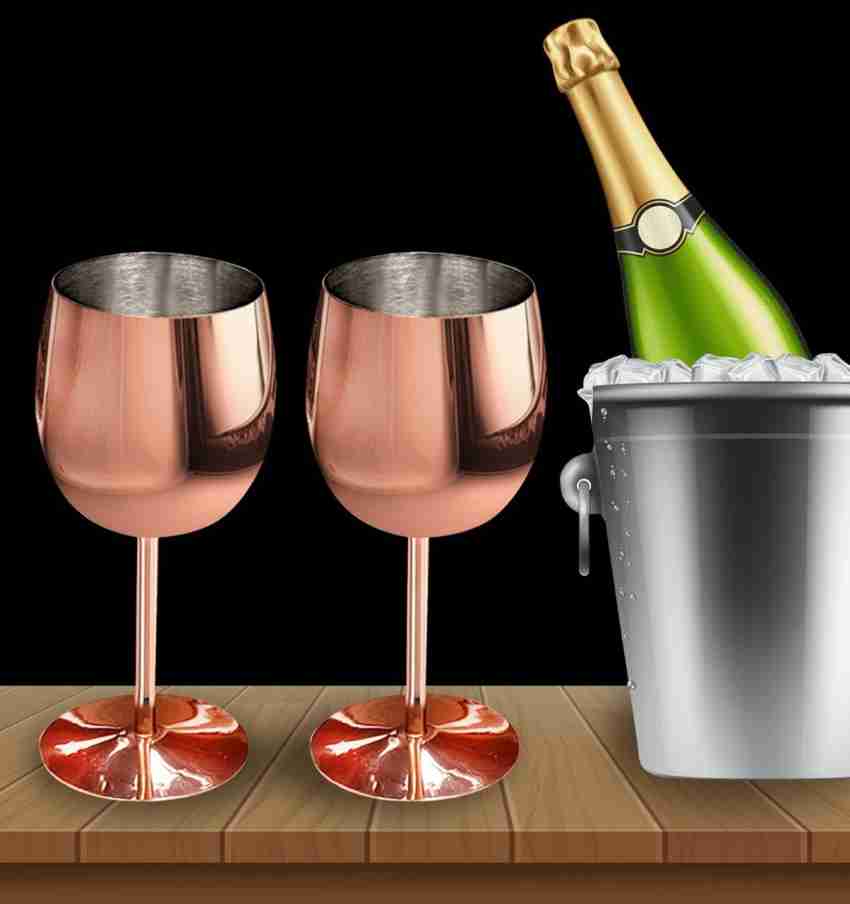 Two Stainless Steel Champagne Glasses 