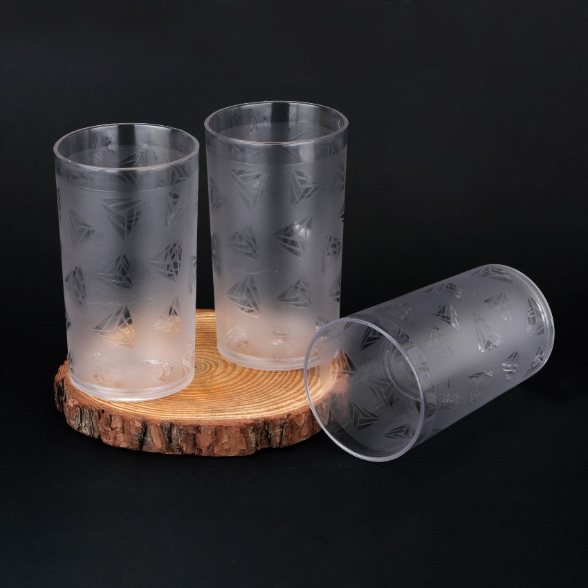 BELLERBIRD (Pack of 8) Diamond Design Drinking Glass Set Water