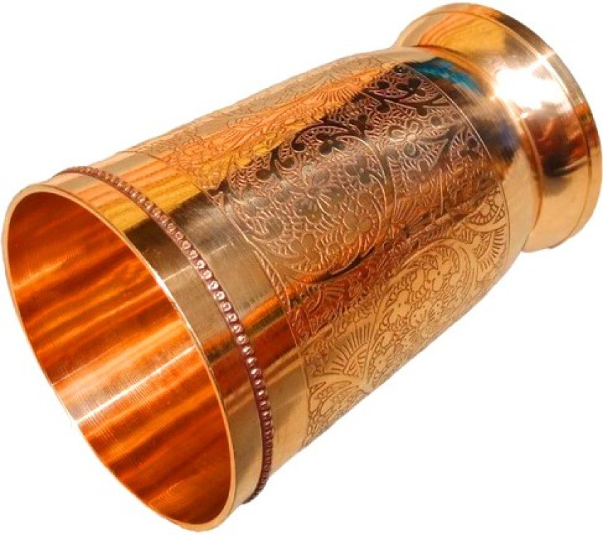 Buy Brass Designer Glass, Tumbler; Embossed Flower Design