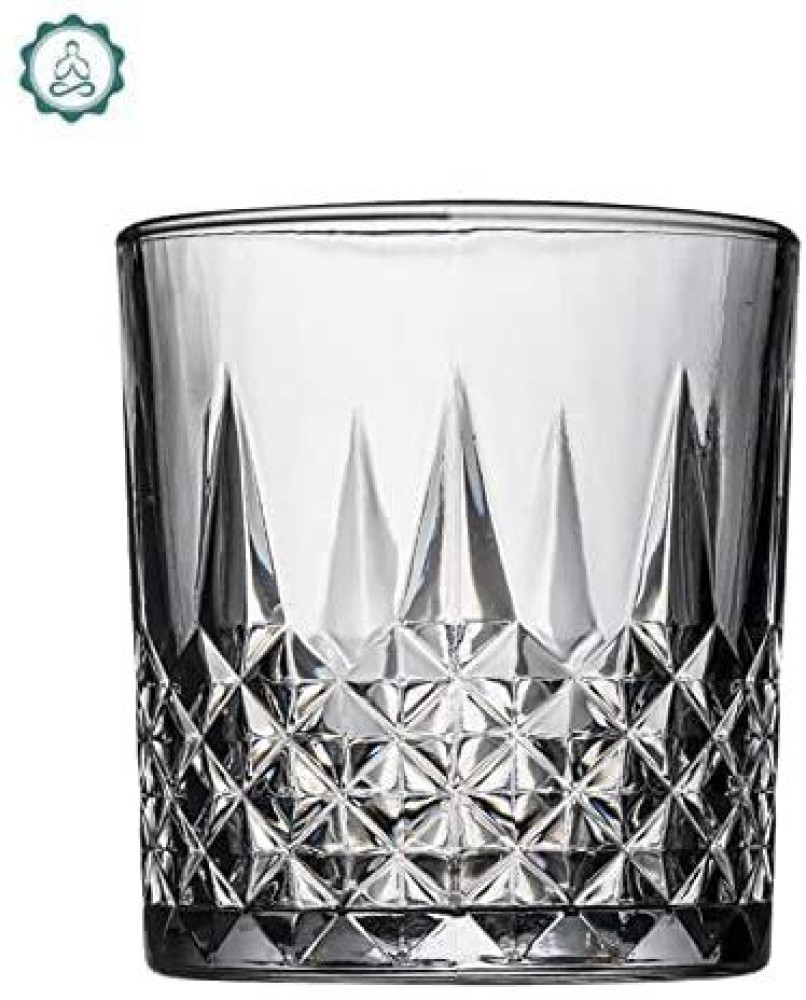 Crystal Square Whiskey Glass Set of 2 - Clear 340 Ml Heavy Base Rocks  Barware