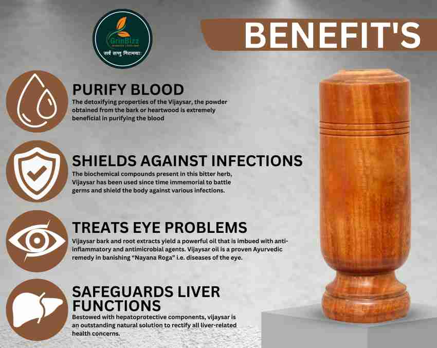 VIJAYSAR Wooden Herbal Glass Tumbler 60 ml Ayurveda Wood Glass For Health  Care