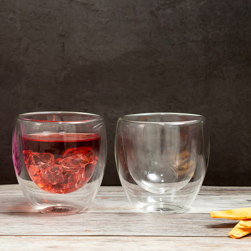 EZ Life Pack of 2 Borosilicate Double Wall Glass Round Lightweight Insulated Coffee Glass Cup Glass Set Water Juice Glass Price in India Buy EZ Life Pack of 2 Borosilicate Double Wall