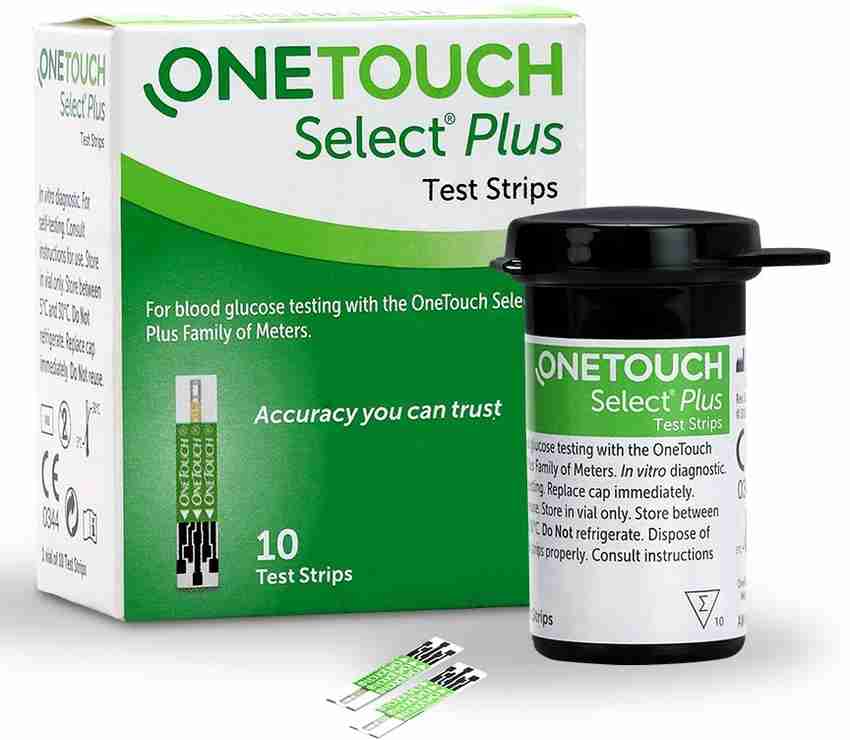 OneTouch Select Plus Simple Glucometer, FREE 10 Strips + 10