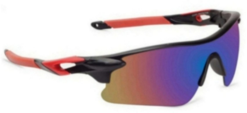 JEERATI Polarized Sports Sunglasses (Black - Red) UV Protection
