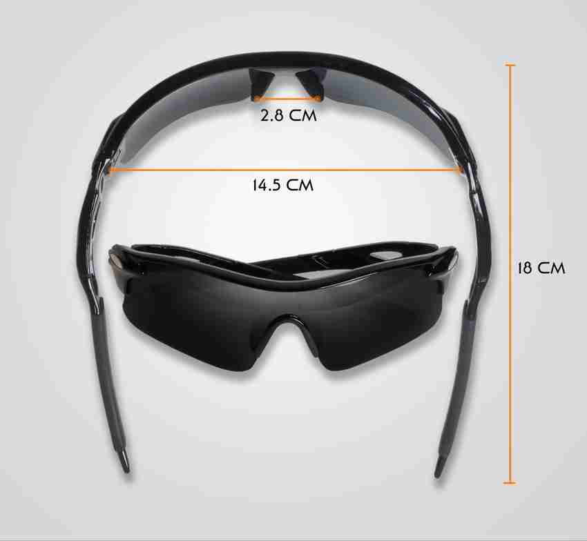 Cereto Black Sports Googles For Men Boys Cricket Sunglass Riding