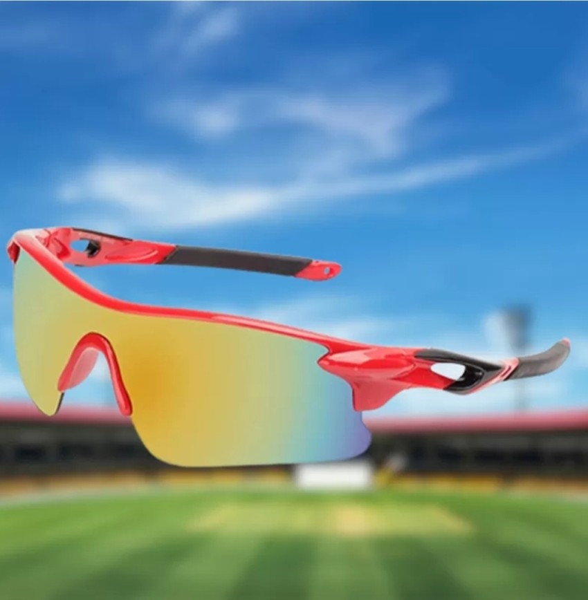 Tenford Mirrored Uv400 Lenses Men Sports Sunglasses- Combo Pack Of 2 Green ; Black Cricket Goggles