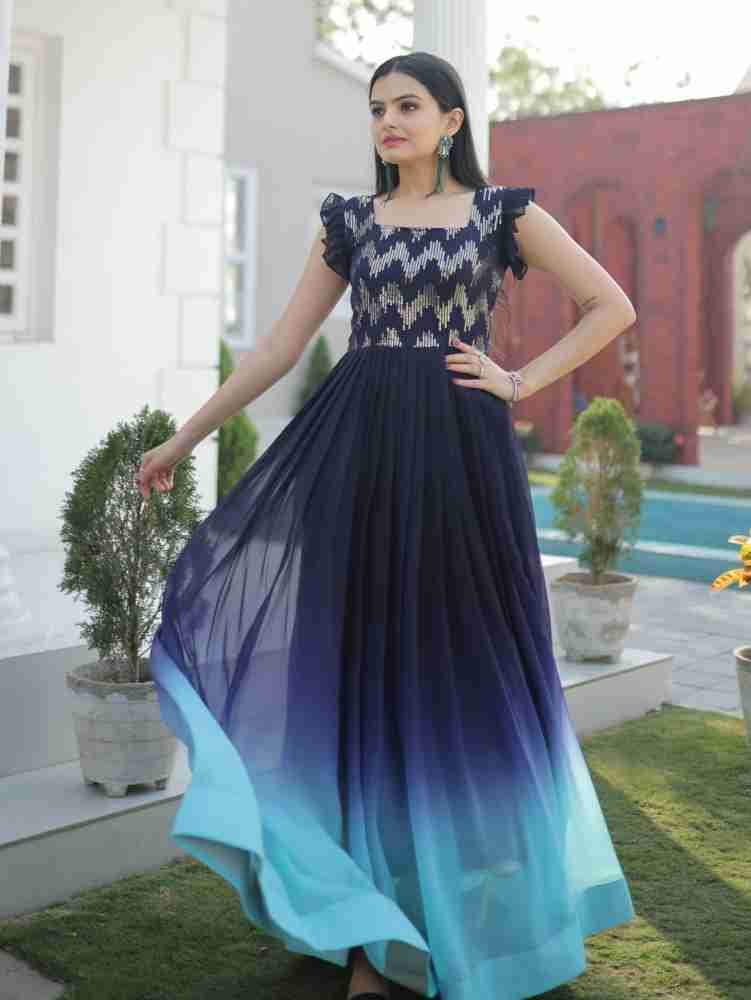 SHRI NAARI Flared A line Gown Price in India Buy SHRI NAARI Flared A line Gown online at Flipkart