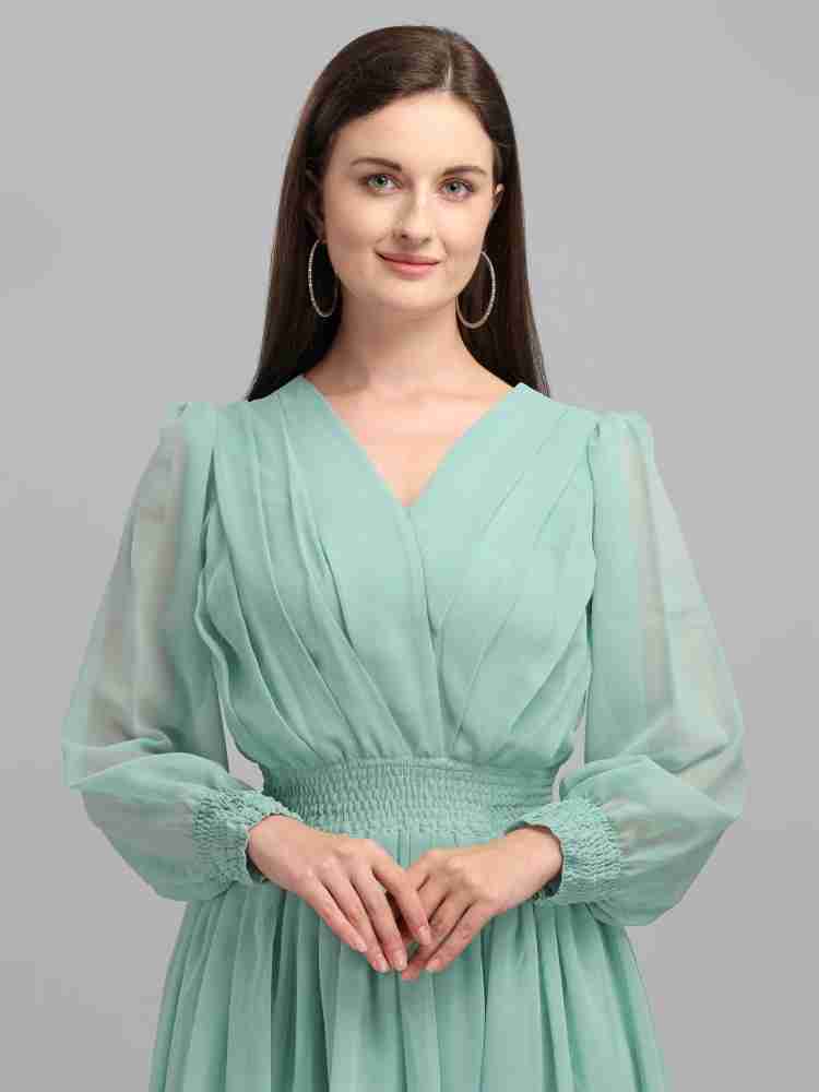 Buy ABGA Women Empire Waist Light Green Dress Online at Best Prices in  India