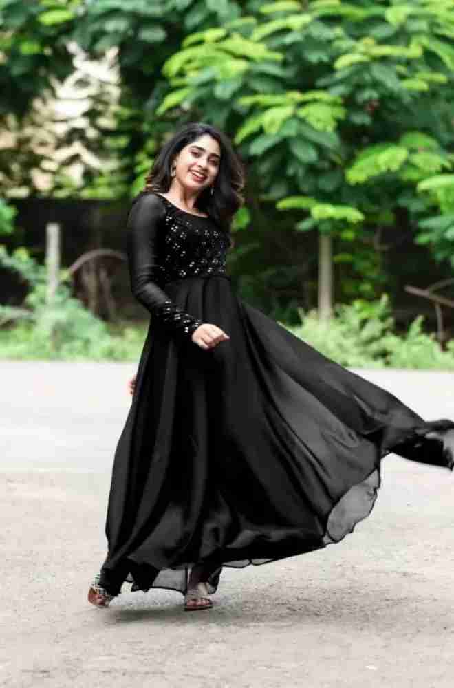 WIZULO TRENDZ Women Gown Black Dress Buy WIZULO TRENDZ Women Gown Black Dress Online at Best Prices in India Flipkart