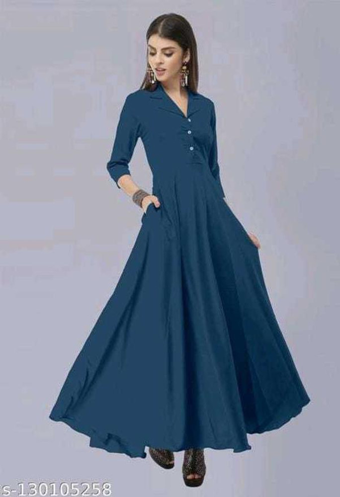 Bollywood Star Esha Gupta Ink Blue Gown BP0527