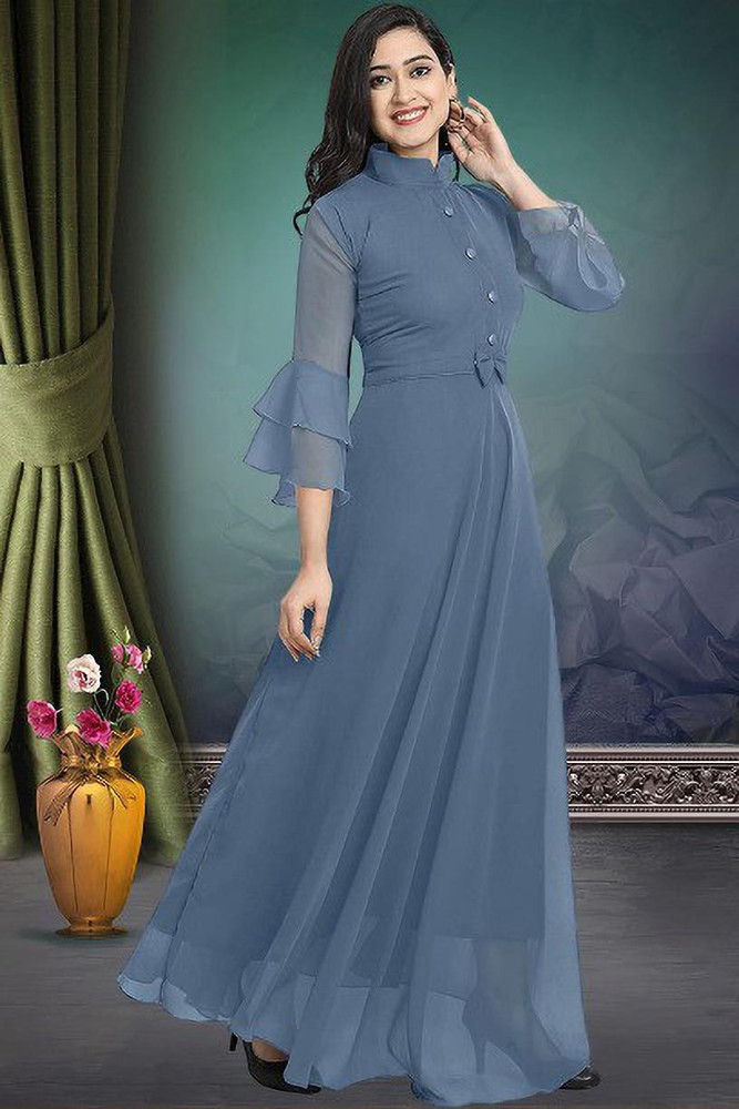 Grey colour ka gown sale
