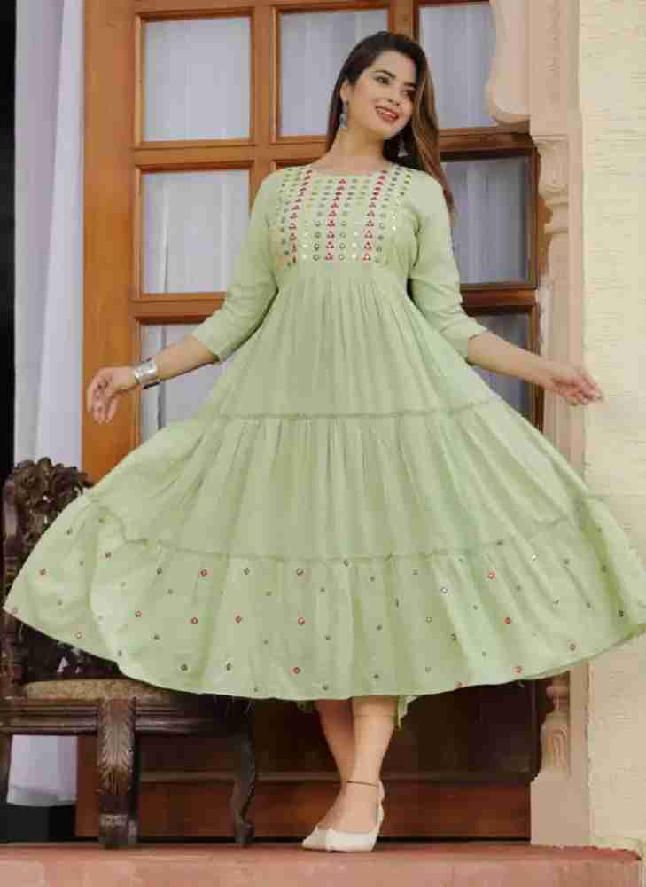 Light green outlet colour frock