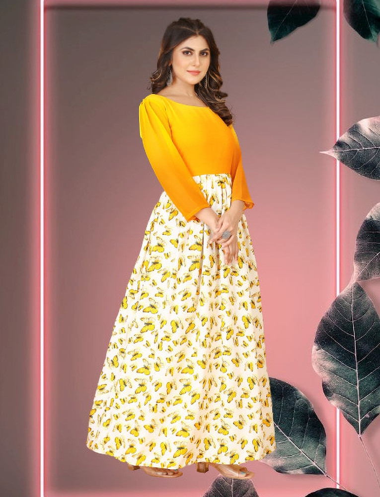 Yellow ethnic dress online cheap