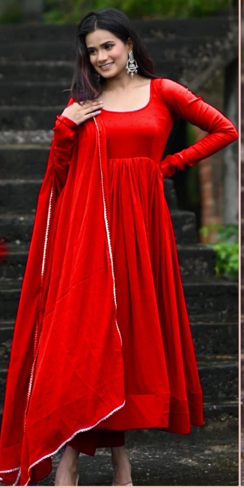 Red hot sale anarkali gown