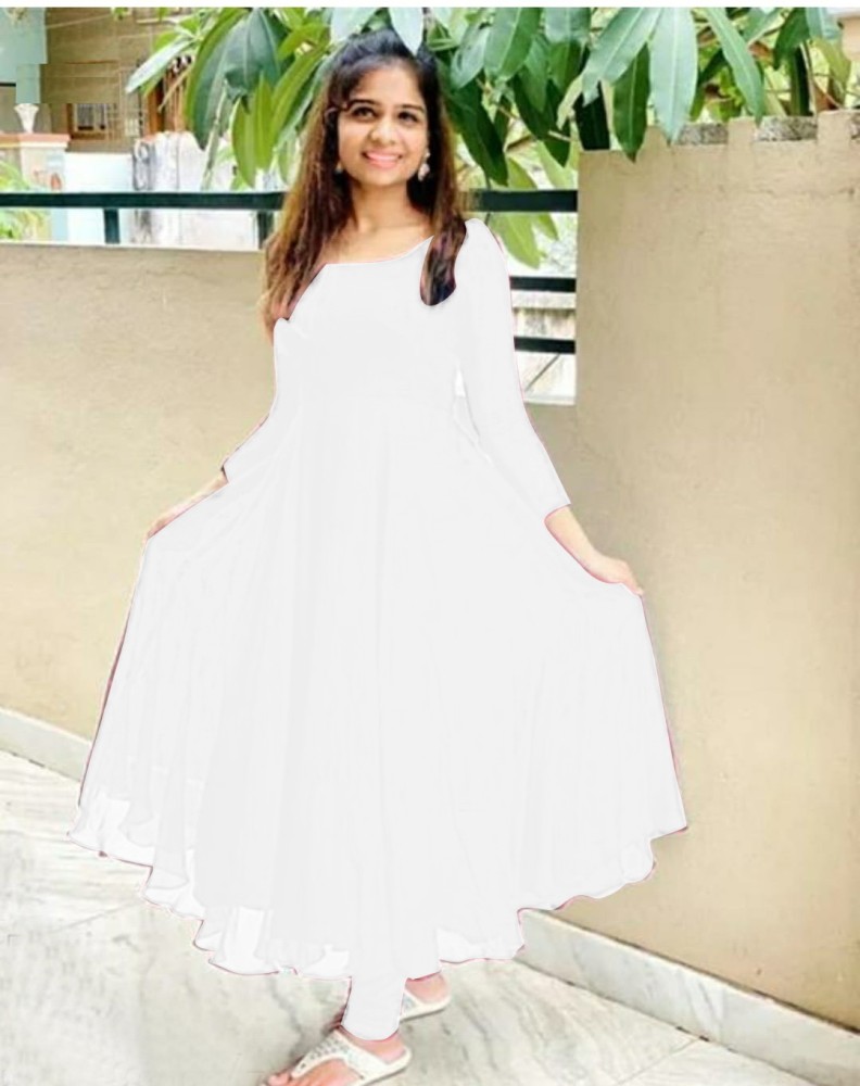 WWFashion Women Gown Yellow White Dress  Buy WWFashion Women Gown Yellow  White Dress Online at Best Prices in India  Flipkartcom