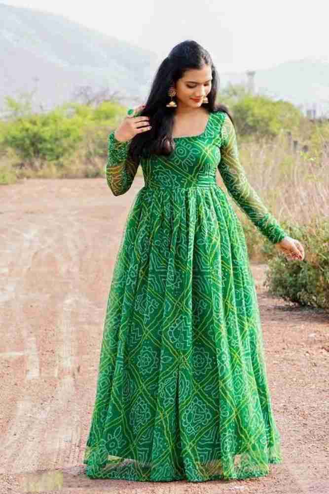 Long frock outlet green colour